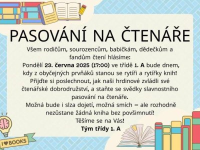 PONDĚLÍ 23. 6. 2025 PASOVÁNÍ NA ČTENÁŘE