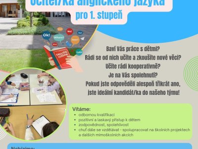 Staňte se součástí našeho týmu na pozici Učitel/ka anglického jazyka pro 1. stupeň